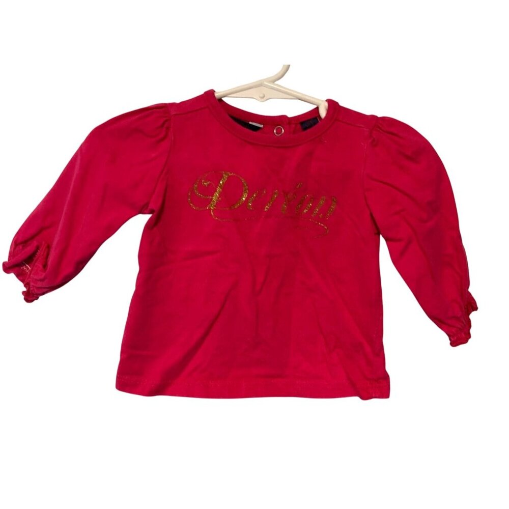 Dereon Girls Infant Baby Size 3 6 months Long Sleeve Pink Shirt Pullover Top Bac